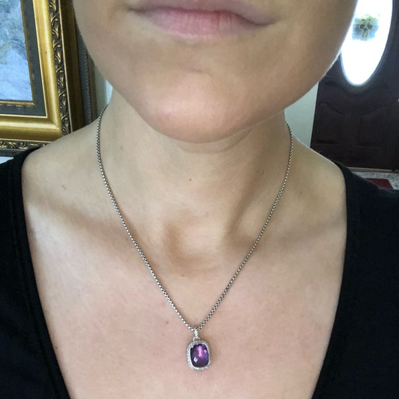 David Yurman Noblesse Pendent w Amethyst & Diamond - Picture 5 of 8